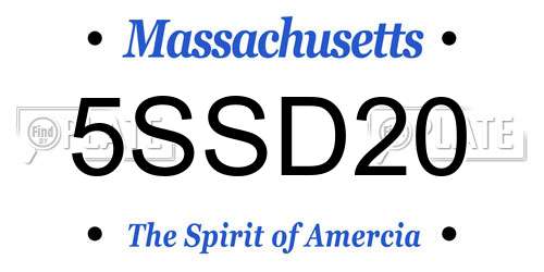 5SSD20 Massachusetts License Plate