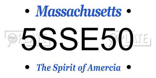 5SSE50 Massachusetts License Plate