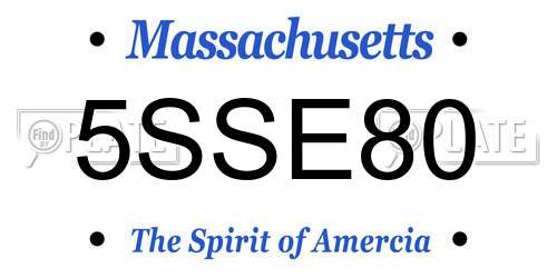 5SSE80 Massachusetts License Plate