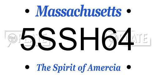 5SSH64 Massachusetts License Plate