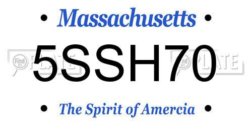5SSH70 Massachusetts License Plate