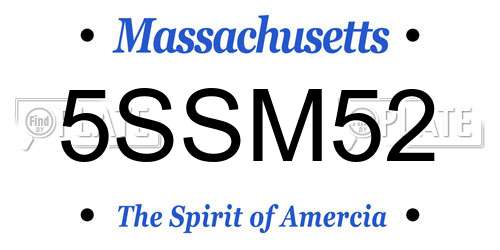 5SSM52 Massachusetts License Plate