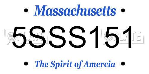 5SSS151 Massachusetts License Plate