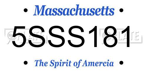 5SSS181 Massachusetts License Plate