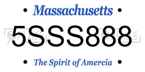5SSS888 Massachusetts License Plate
