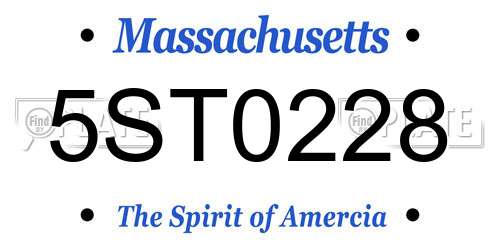 5ST0228 Massachusetts License Plate