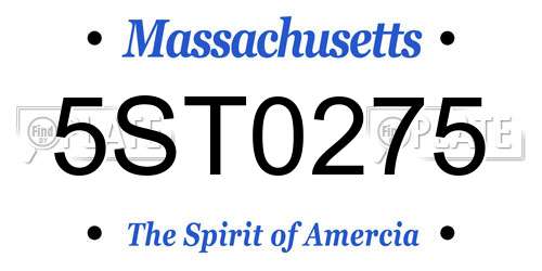 5ST0275 Massachusetts License Plate