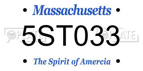5ST033 Massachusetts License Plate