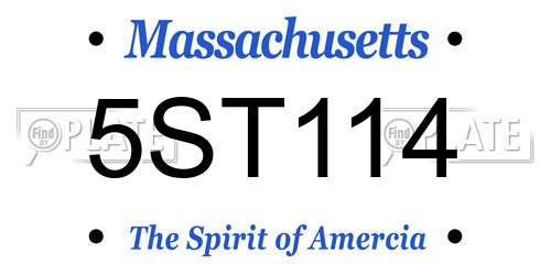 5ST114 Massachusetts License Plate