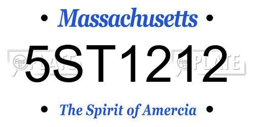 5ST1212 Massachusetts License Plate