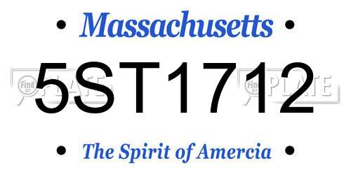 5ST1712 Massachusetts License Plate