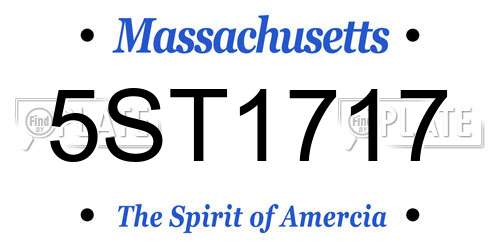5ST1717 Massachusetts License Plate