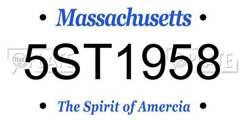 5ST1958 Massachusetts License Plate