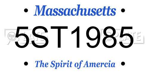 5ST1985 Massachusetts License Plate