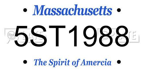 5ST1988 Massachusetts License Plate