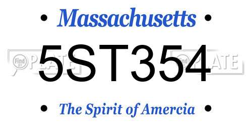 5ST354 Massachusetts License Plate
