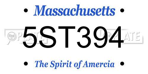 5ST394 Massachusetts License Plate