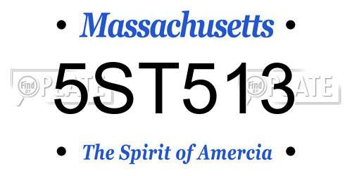 5ST513 Massachusetts License Plate
