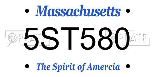 5ST580 Massachusetts License Plate