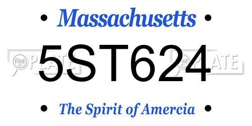 5ST624 Massachusetts License Plate
