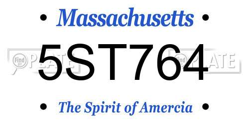 5ST764 Massachusetts License Plate