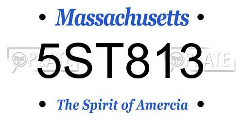 5ST813 Massachusetts License Plate