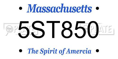 5ST850 Massachusetts License Plate