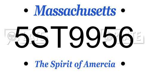 5ST9956 Massachusetts License Plate