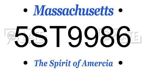 5ST9986 Massachusetts License Plate