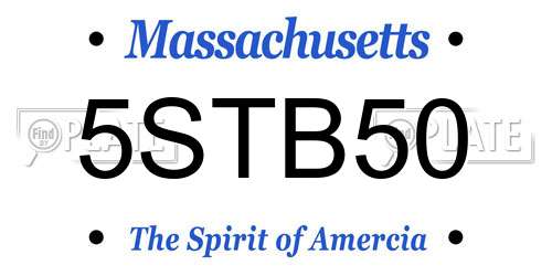 5STB50 Massachusetts License Plate