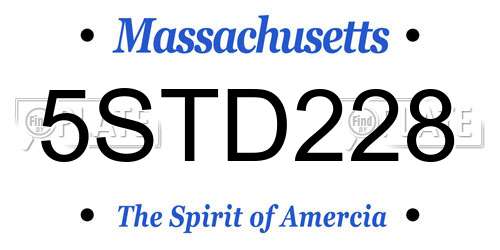 5STD228 Massachusetts License Plate