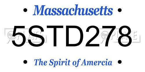 5STD278 Massachusetts License Plate