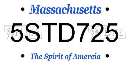 5STD725 Massachusetts License Plate