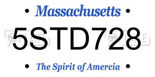 5STD728 Massachusetts License Plate