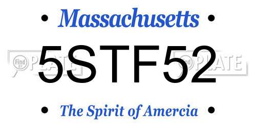 5STF52 Massachusetts License Plate