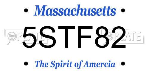 5STF82 Massachusetts License Plate