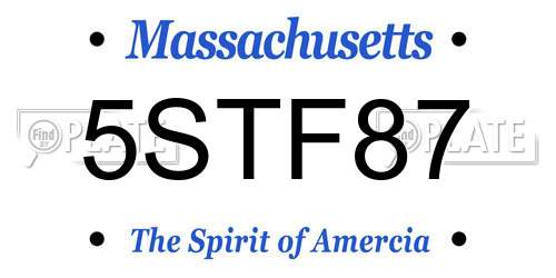 5STF87 Massachusetts License Plate