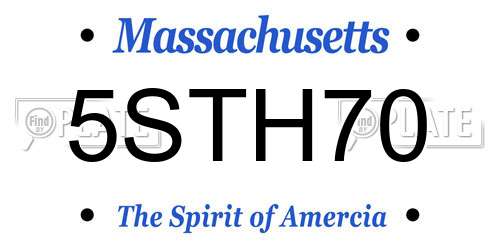 5STH70 Massachusetts License Plate