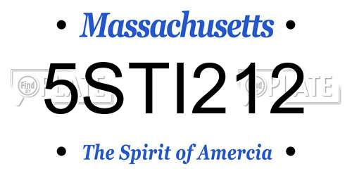 5STI212 Massachusetts License Plate