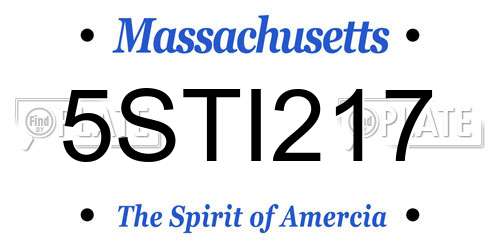 5STI217 Massachusetts License Plate