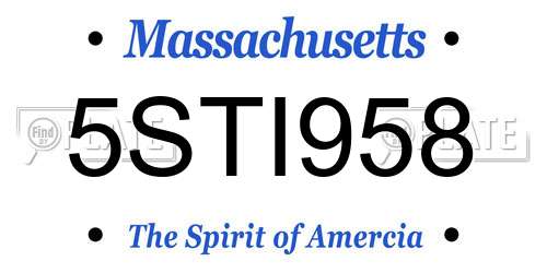 5STI958 Massachusetts License Plate