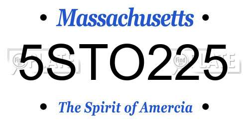 5STO225 Massachusetts License Plate
