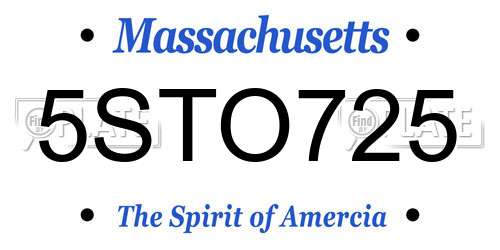 5STO725 Massachusetts License Plate