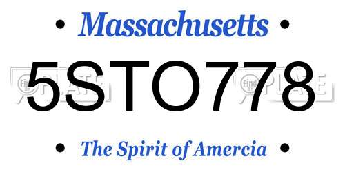 5STO778 Massachusetts License Plate