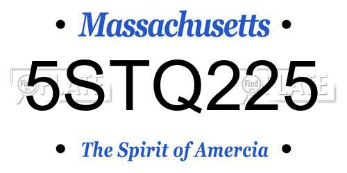 5STQ225 Massachusetts License Plate