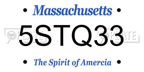 5STQ33 Massachusetts License Plate