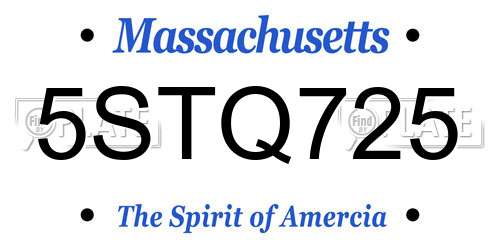 5STQ725 Massachusetts License Plate