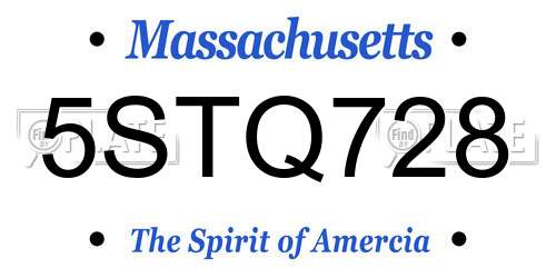 5STQ728 Massachusetts License Plate