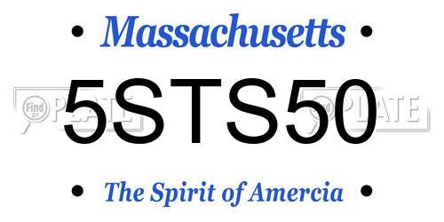 5STS50 Massachusetts License Plate