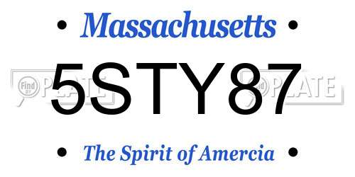 5STY87 Massachusetts License Plate